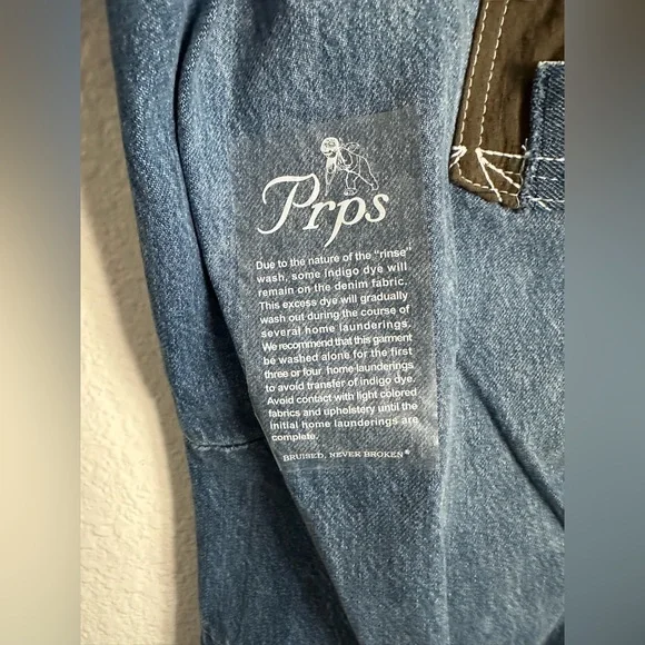 PRPS Indigo Miyagi Patchwork Cargo Denim Jeans Noir Bruised Never Broken Size 38